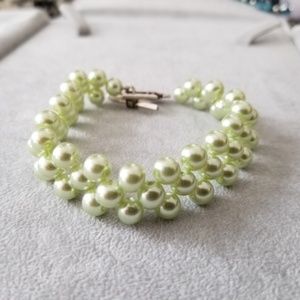 Handmade Woven Glass Pearl Bracelet